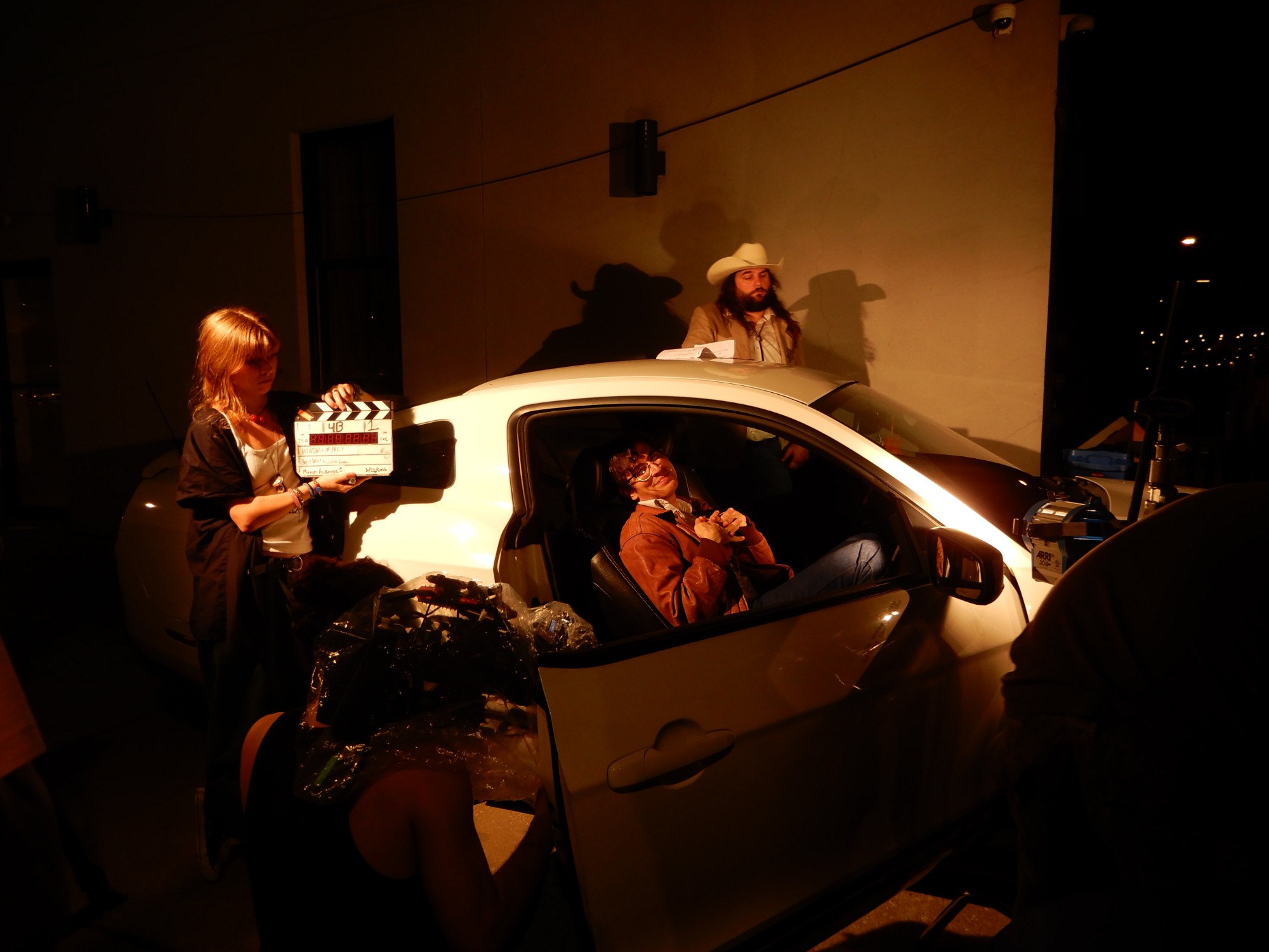 Behind the scenes: slate and lighting a night car scene